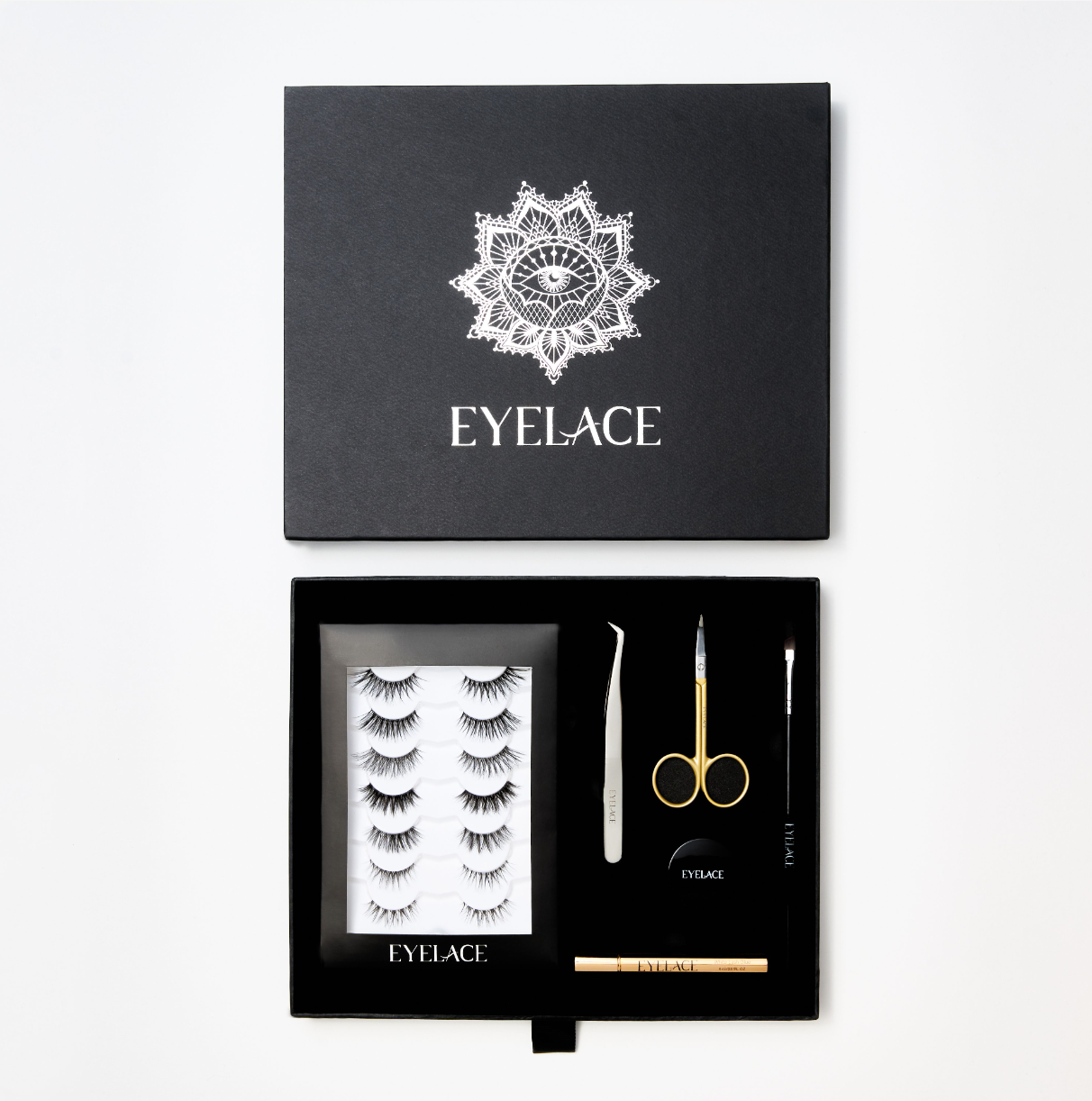 Eyelace Starter Kit with lashes, tools, and accessories.