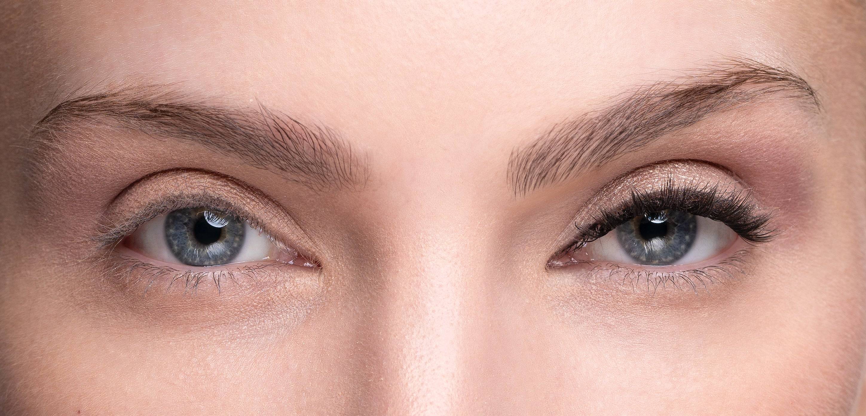 Comparison of eyes with and without lashes