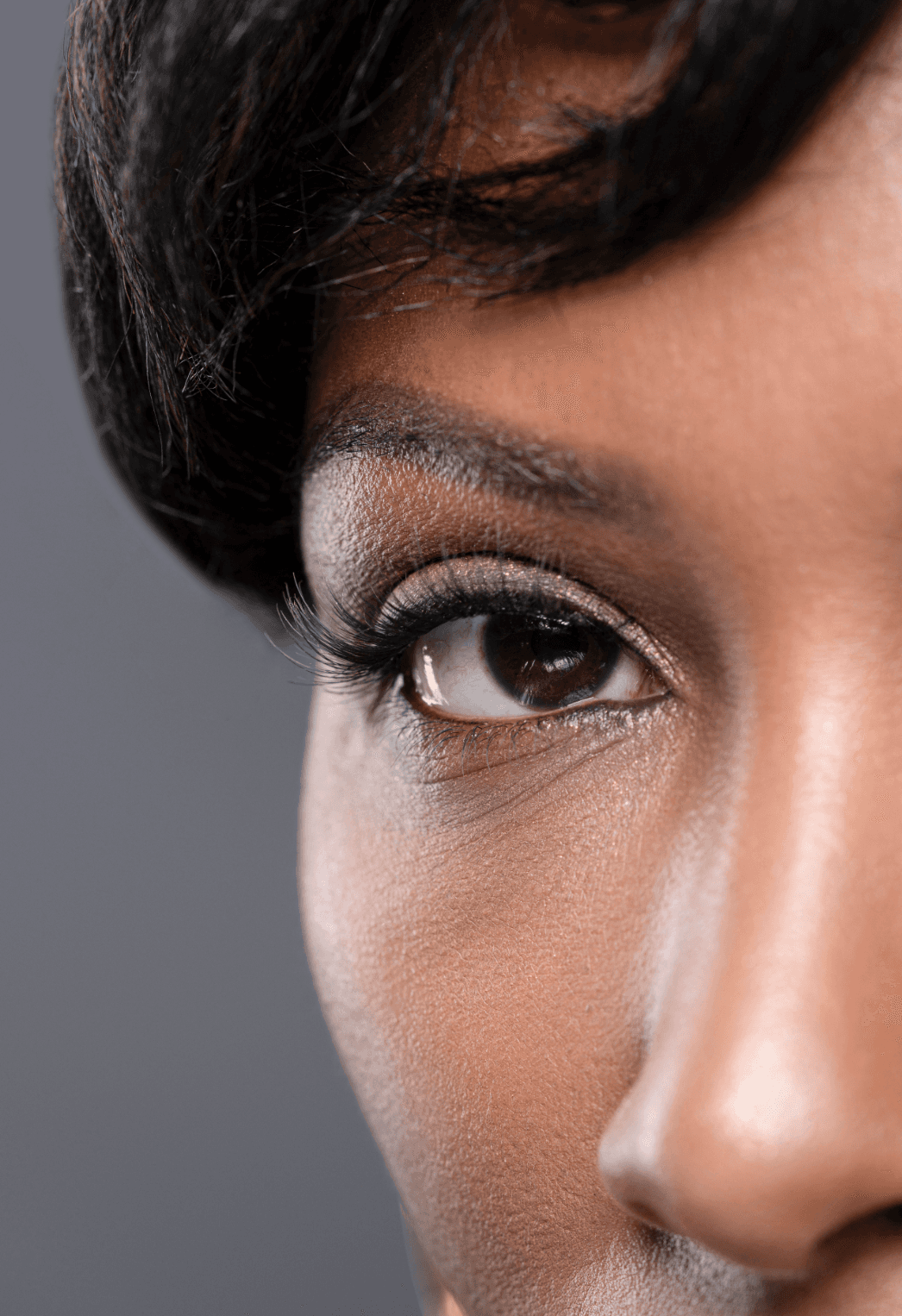 Profile view of eye with Ball Gown Lash Set