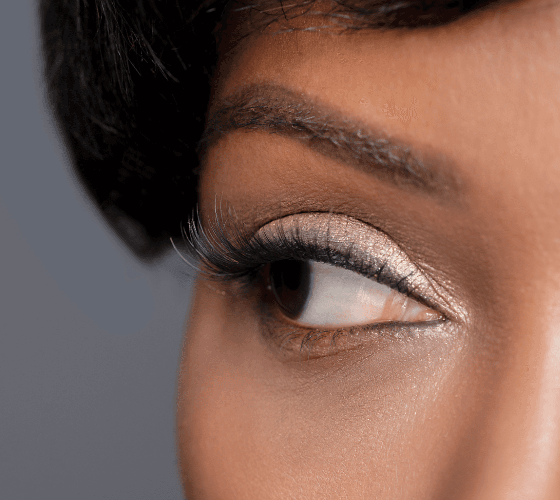 Side view of eye with Ball Gown Lash Set